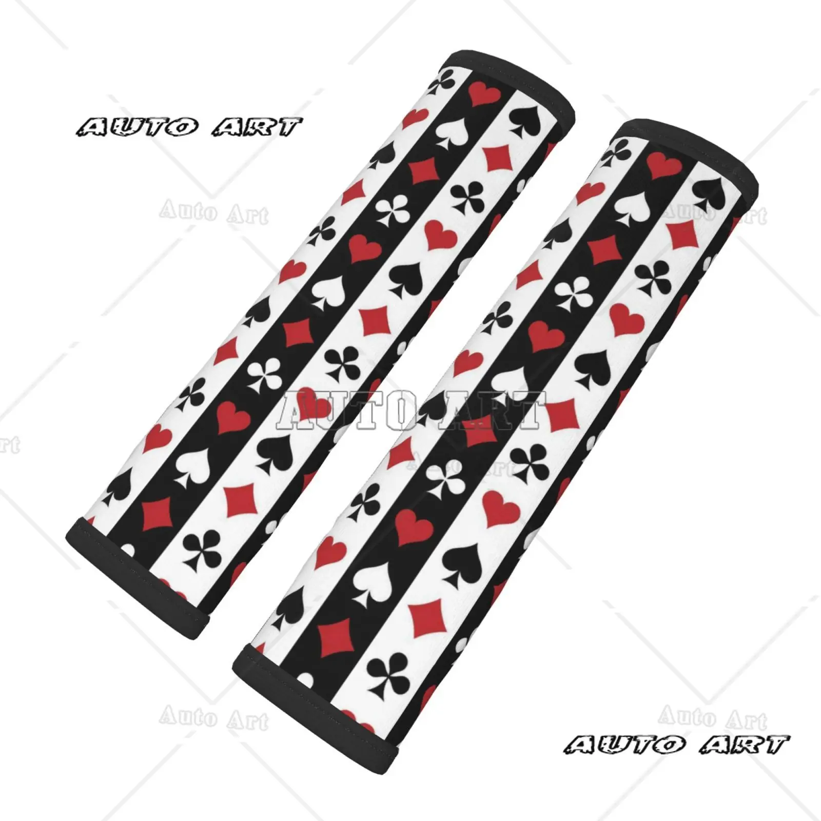 Car Seat Belt Cushion 2-piece Set Card Pattern Printed Shoulder Protection Comfortable Seat Belt Shoulder Strap Luggage Strap