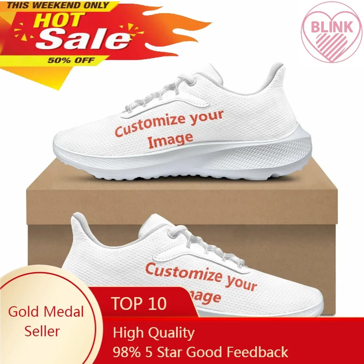 Custom Sneakers for Women Man Breathable Comfortable Mesh Casual Vulcanized Shoes Soft Outdoor Sports Running Shoes