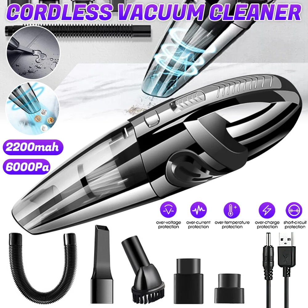 Wireless Handheld Vacuum Cleaner USB Charging Car Vacuum Cleaner Portable Wet&Dry Handheld strong Suction Cordless 12000pa