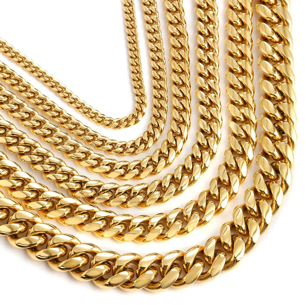 OUMI 18K Fashion Gold Filled Cuban Link Chain for Women and Men Hot Selling Cuban Chain