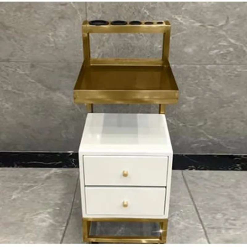 

Modern Luxury Professional Hair Salon Equipment Working Trolley 2 Layer Portable and Foldable Saloon Trolley With Wheel