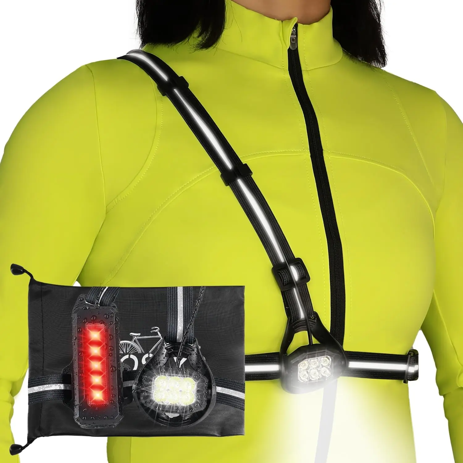 800 Lumen Rechargeable Chest Light for Runners & Dog Walkers, Adjustable Reflective Strap, 4-8H Runtime