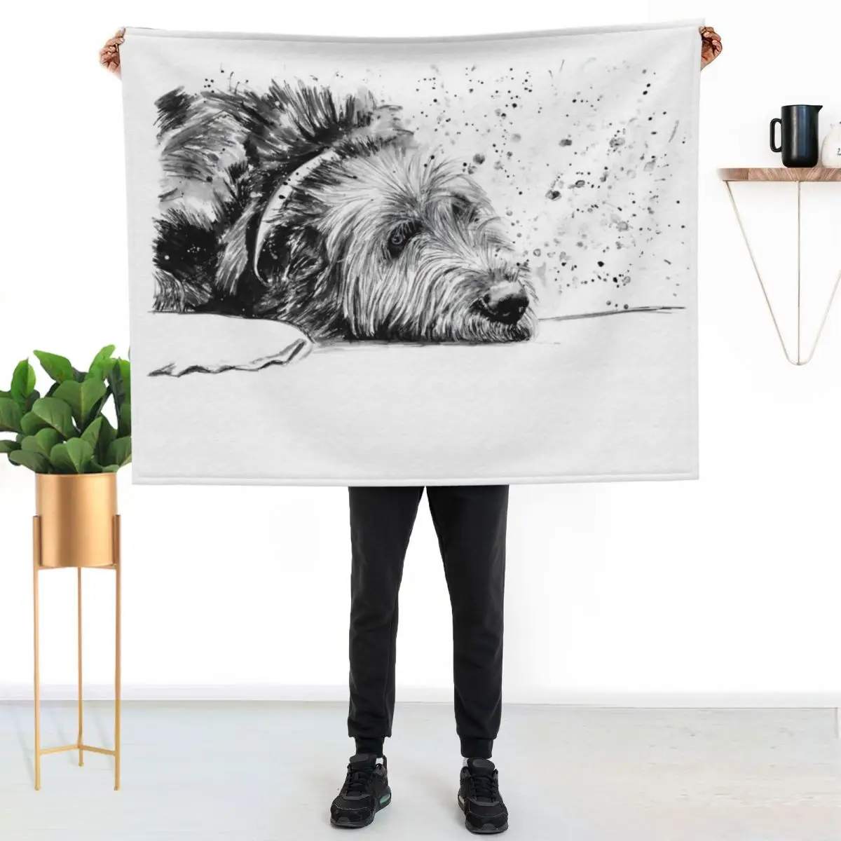 Irish Wolfhound Throw Blanket Weighted Personalized Gift Luxury Thicken Thermal Furry Soft Plaid Blankets