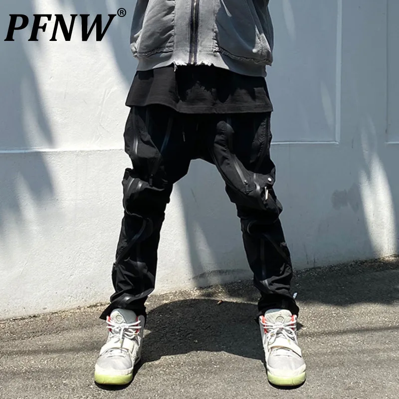 

PFNW American Zipper Design Functional Cargo Pants Men's High Street Fashion Autumn New Trousers Male Straight Leg Pants 28W4555