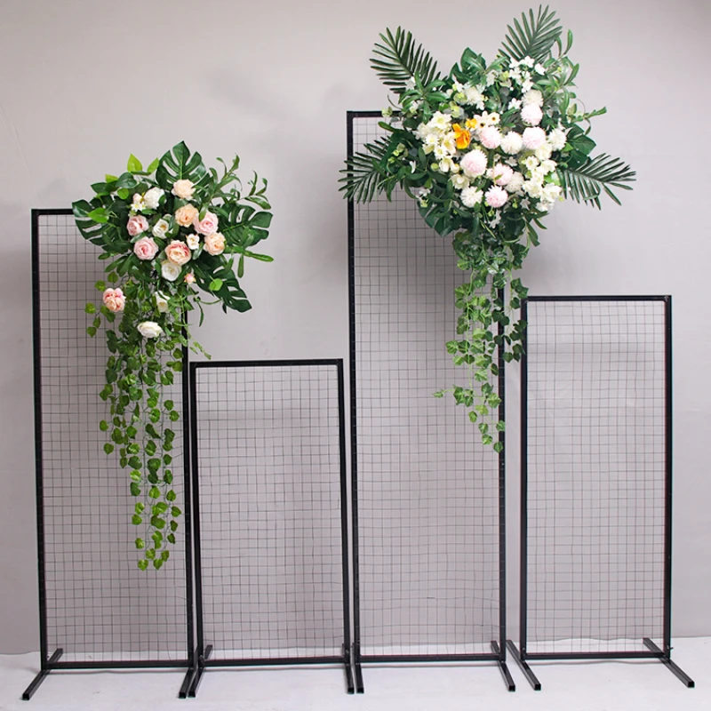 4pcs Wedding Geometric Grid Screen Road Leads To Gold White Iron Art Arch Decor Rectangular Stage Background Decorative Door