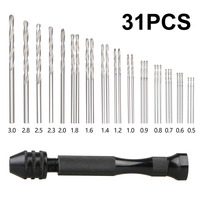 31PCS Precision Pin Vise Hobby Drill Bits Mini Hand Rotary Tools Set Woodworking Tools Accesorios Para Taladro Furadeira