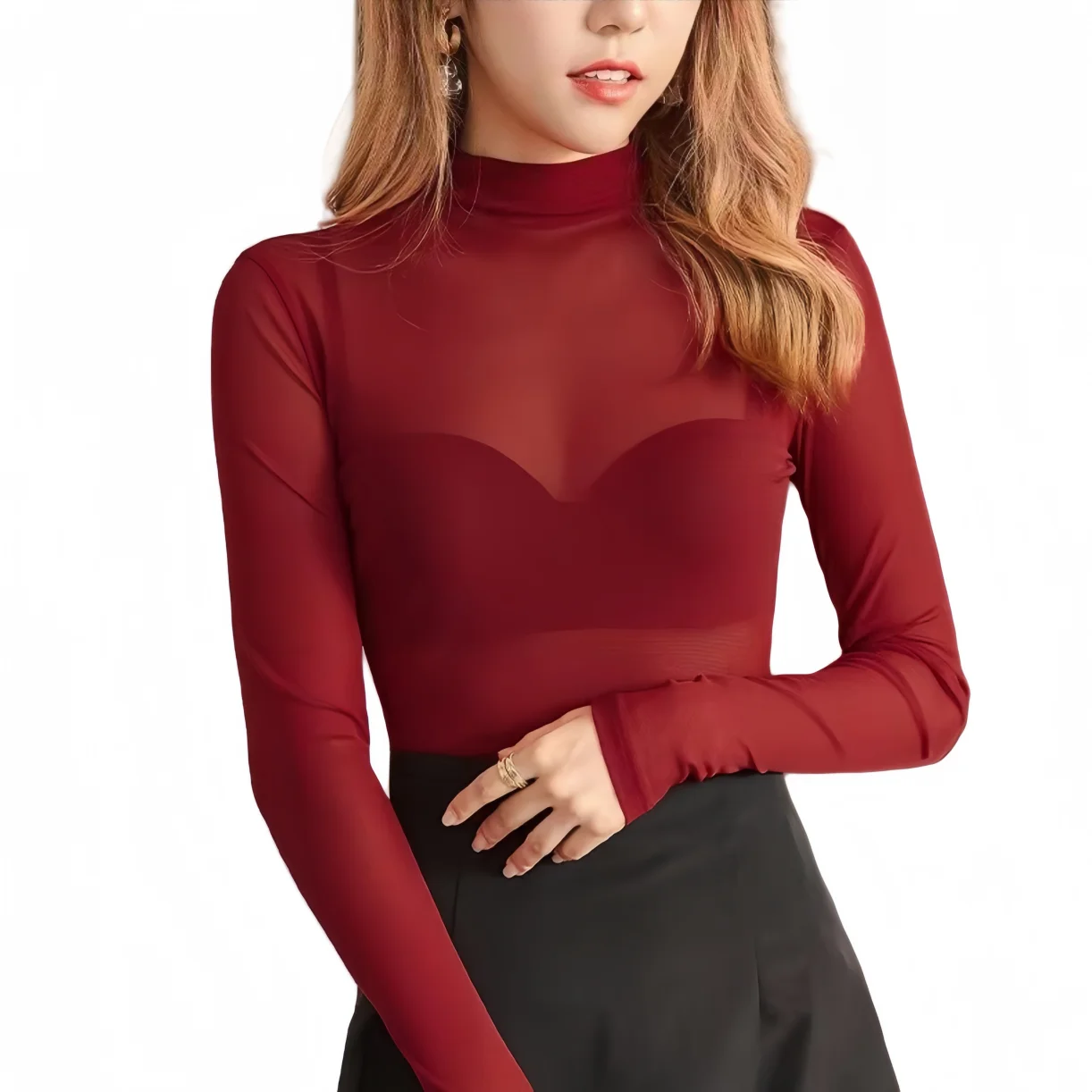 

Women Long Sleeve Sheer Sexy Bodysuits Shirts Tops See Through Black Lingerie for Woman Plus Size Night Club Wear Autumn Spring