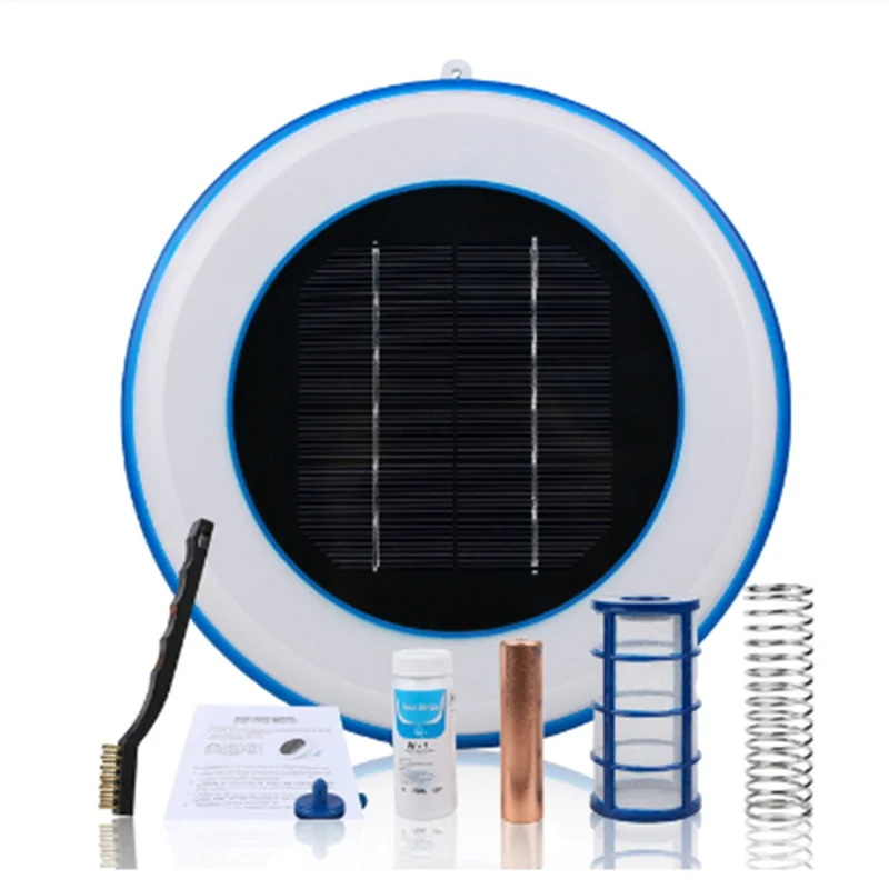 Solar Pool Ionizer Copper Silver Ion Swimming Pool Purifier Algae Resistance Lower Chlorine Outdoor Swim Purifier(White)