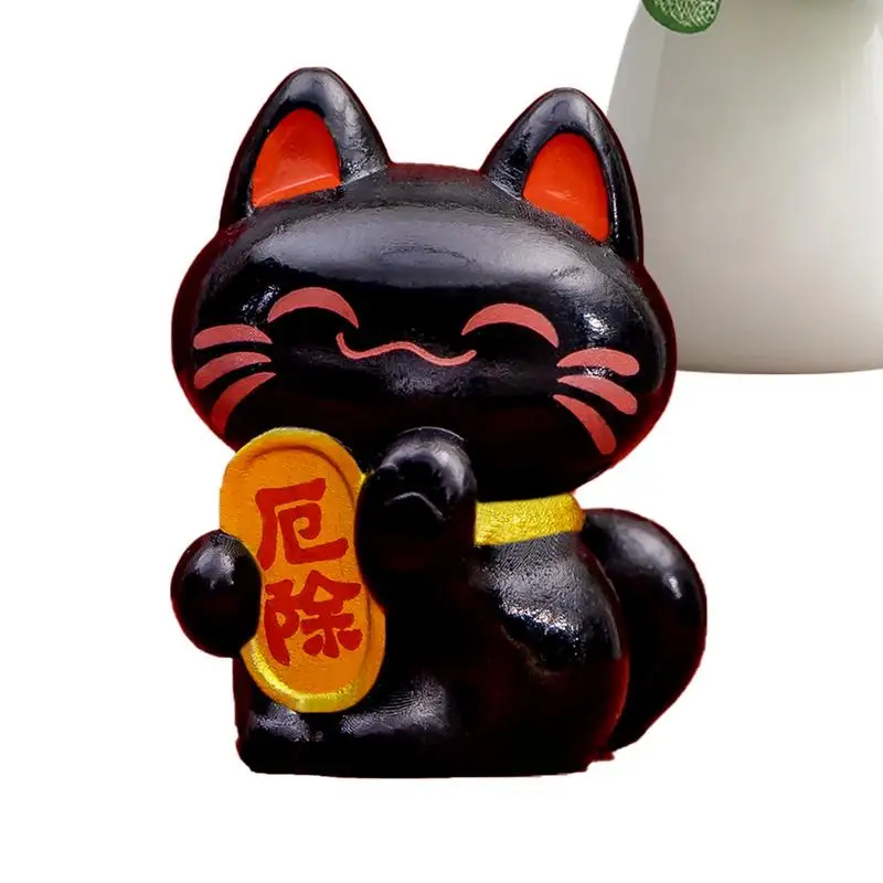 Lucky Feng Shui Cat Cute Wealth Cat Figurine Fortune Decor Animal Cat Characters Collectible Figurine For Cake Toppers Plant