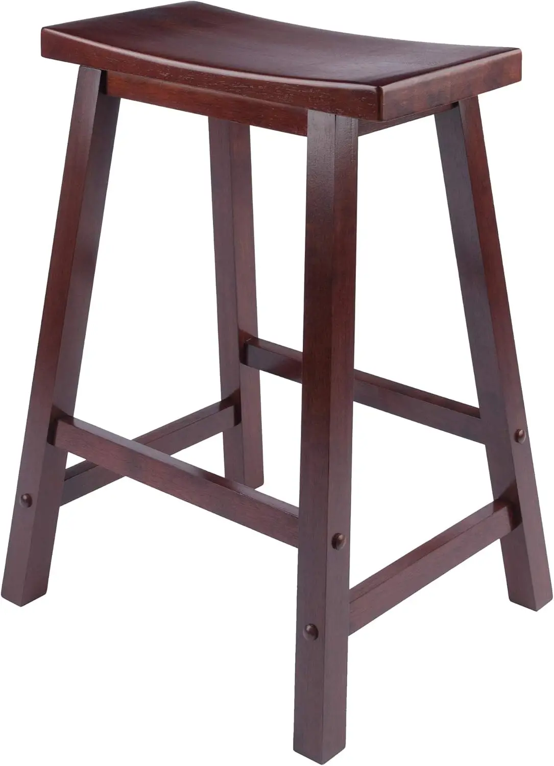 

24" Walnut Kitchen Counter Stool with Saddle Seat, Durable and Stylish for Home Dining