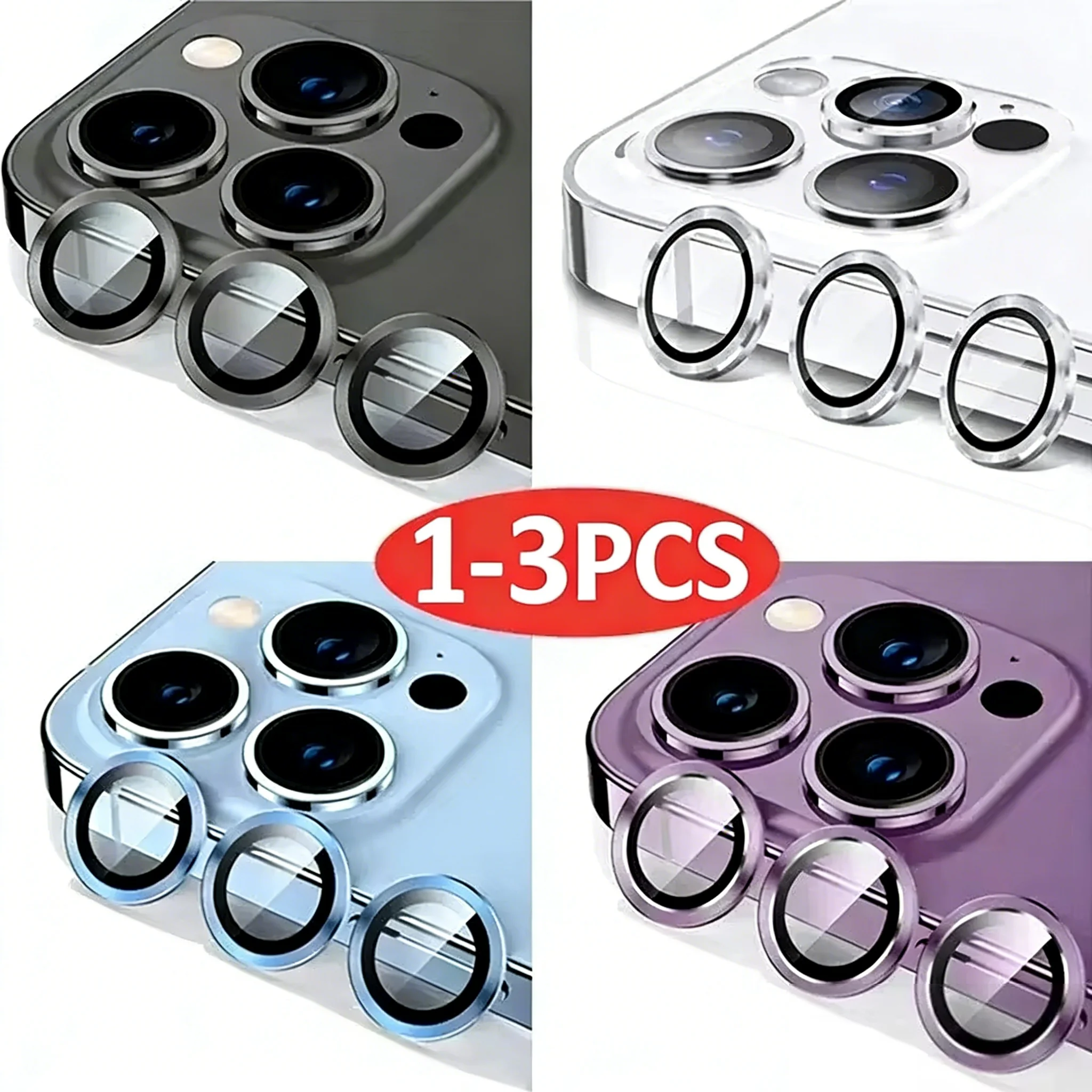 

1-3Pcs For iPhone 17 Pro Max Air High Definition Metal Lens Protector Full Cover Aluminum Alloy Tempered Glass Back Camera Film