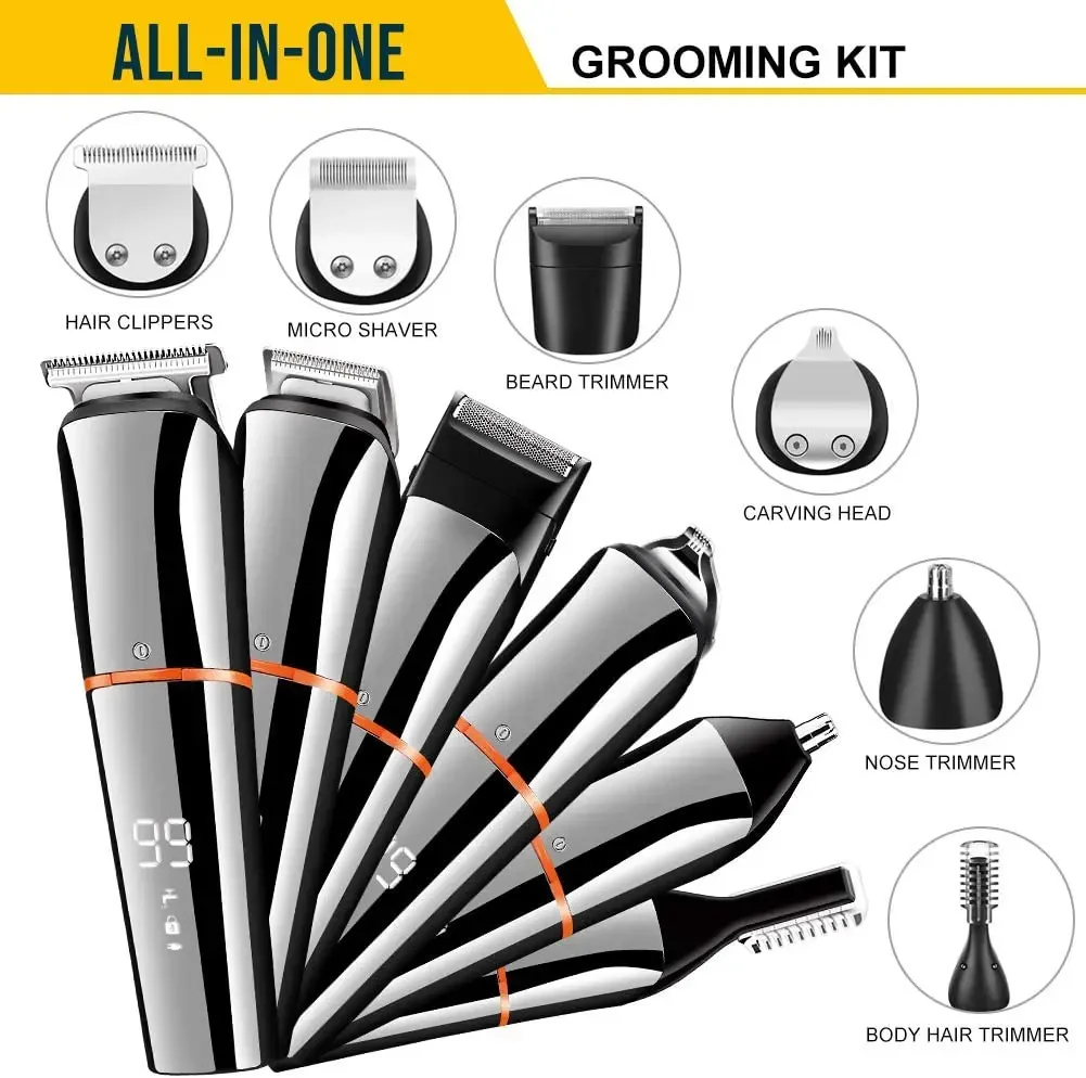 All in one hair trimmer for men, professional beard facial body clipper waterproof electric grooming nose ear trimmer