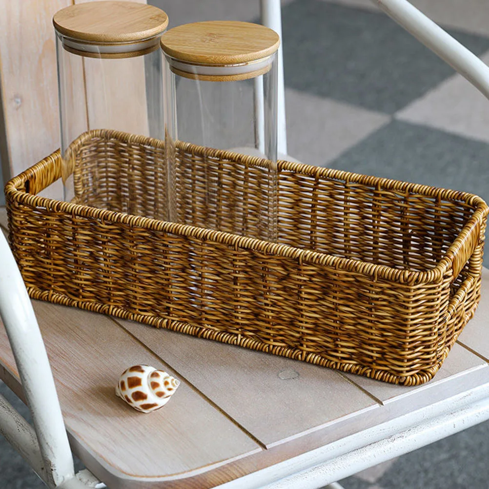 

Large Capacity Woven Storage Basket Desktop Organizer Sundries Container Home Decor Storage Bin Household Basket Farmhouse Style
