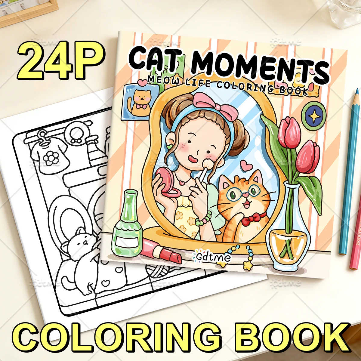 CAT MOMENTS MEOW LIFE Coloring Book for Adults Relaxation Upgraded Paper for Comfortable Coloring Perfect Gift Friend ﻿