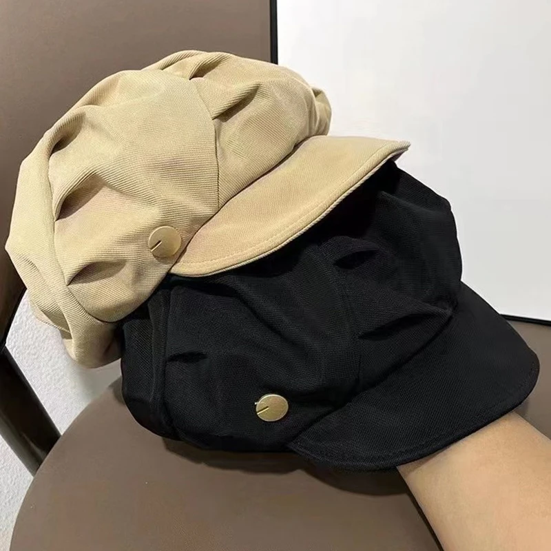 （Summer6）Octagonal Beret Hats Wool Newsboy Hat Women Cloud Street Brim Cap Outdoor Berets Caps