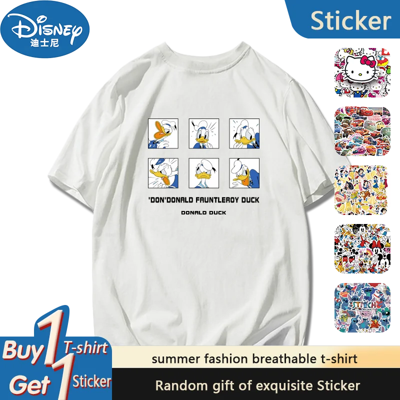 

Disney мультфильм Дональд Дак пара наряд для подруги Дейзи спортивная футболка из чистого хлопка может быть настроена большого размера с короткими рукавами