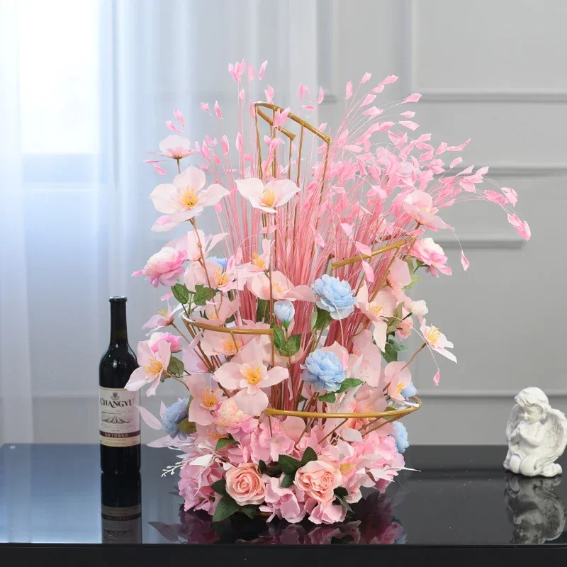 

Wedding props spiral wrought iron fan-shaped clover device stand hotel wedding flower ornament road guide decoration arrangement