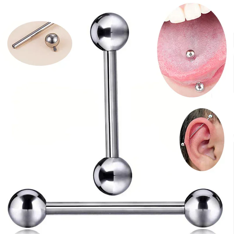 ASTM F136 Titanium Piercing Barbell Balls Tongue Ring Lip Nipple Bar Stud 16G/14G Straight Helix Ear Bar Piercing Body Jewelry view 4