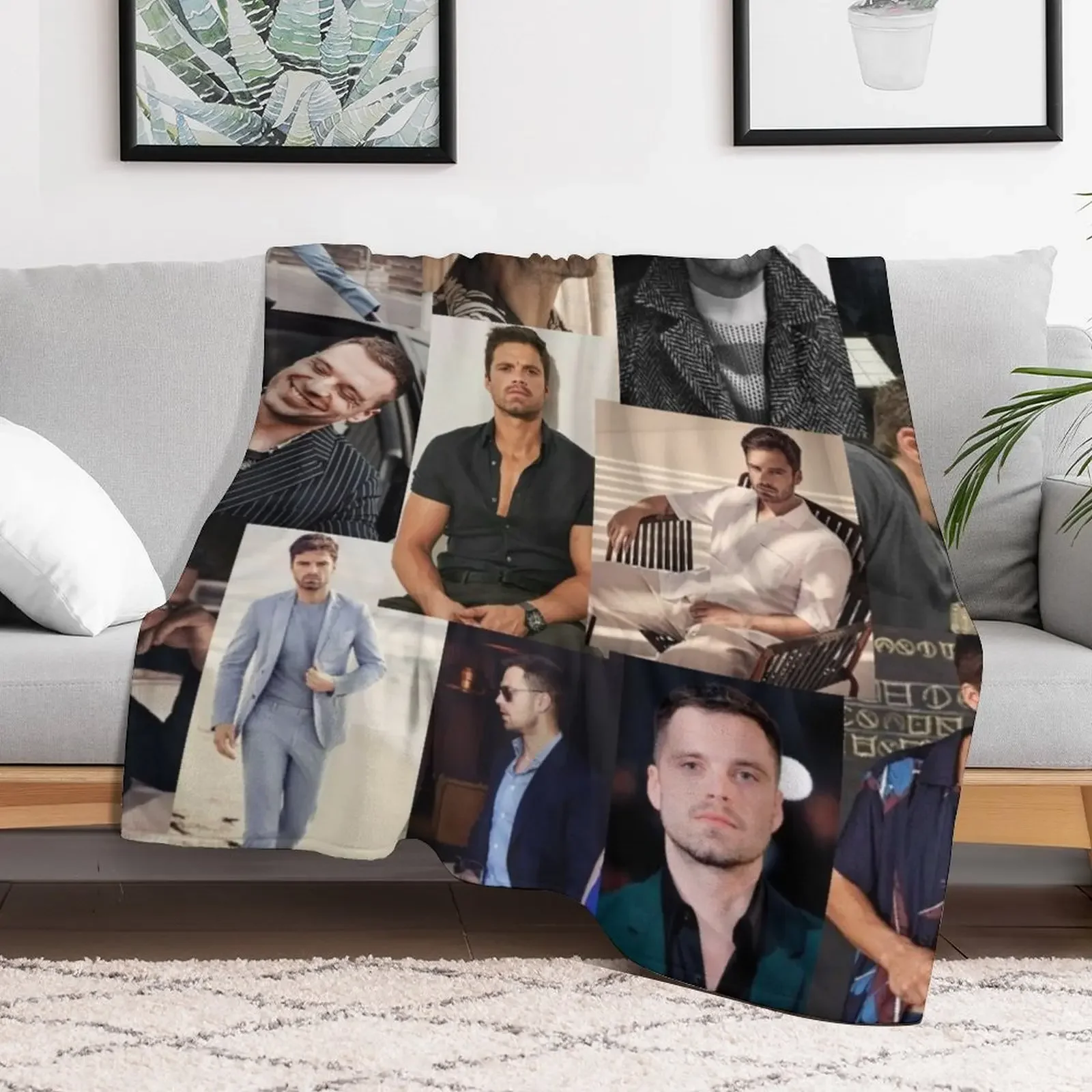 Sebastian stan collage Throw Blanket Soft Cozy Blanket for Pet Kids Adults