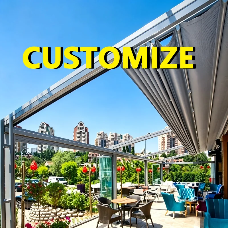Any Size Custom Universal Fit Wear Resistant Aluminum Bioclimatic Pergola Kits Remote Control Waterproof Outdoor Patio Sun Shade