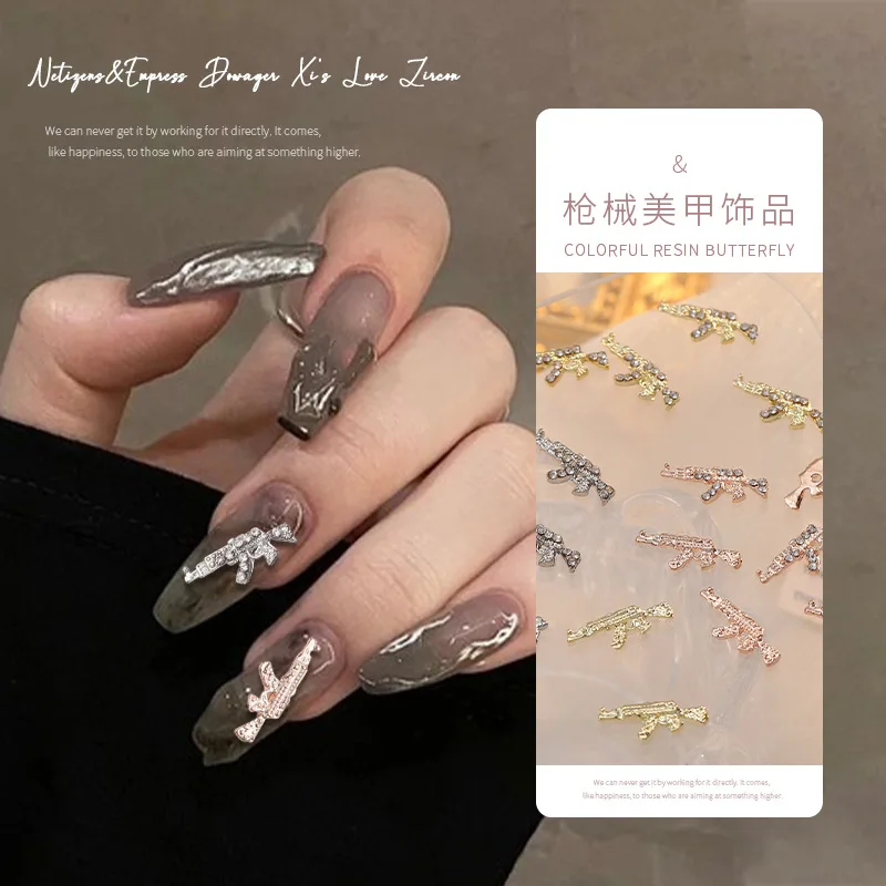 다이아몬드 장착 총 장식 합금 금속 네일 장식 시뮬레이션, 제다이 무기 모델 액세서리, 네... - 3