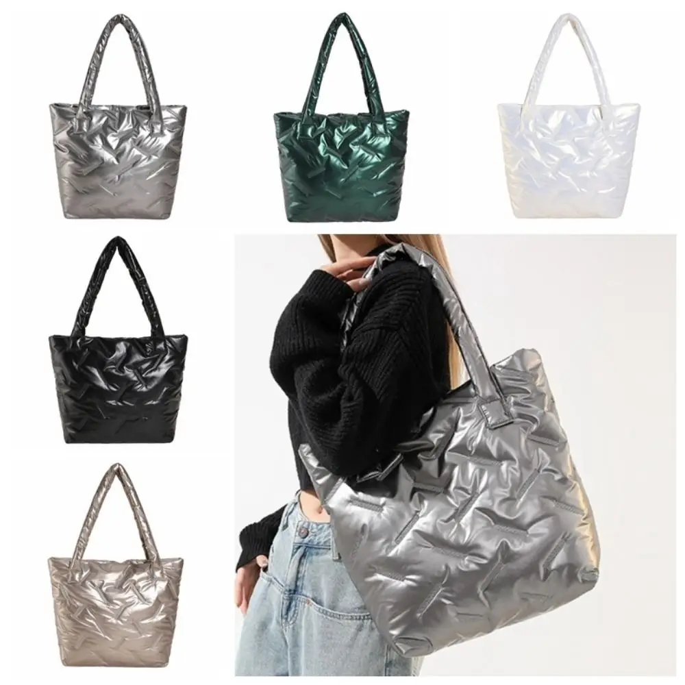 

Большая вместительная сумка-пуховик, стеганая пуховая сумка в корейском стиле с облаком, легкая водонепроницаемая космическая хлопковая сумка, зимняя