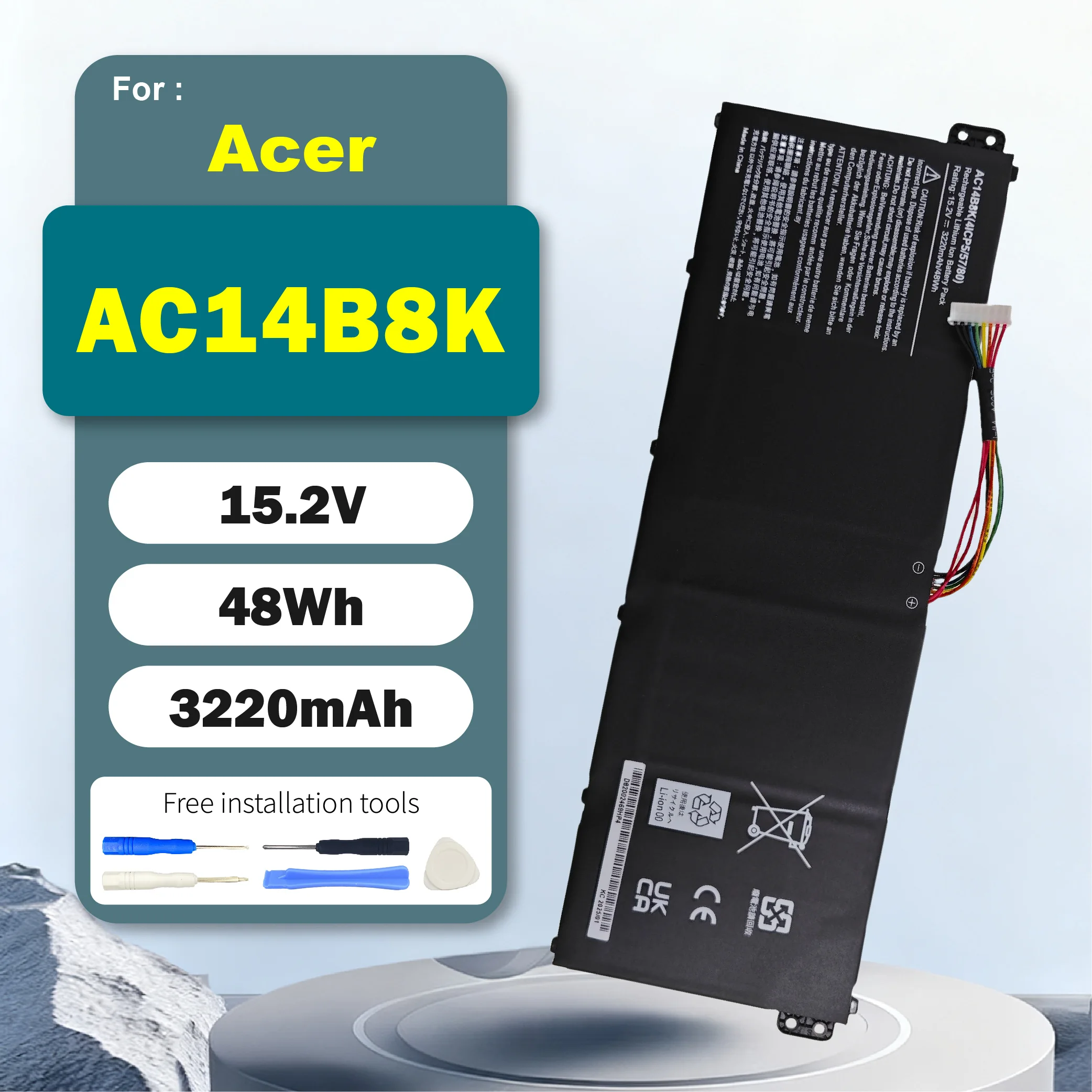 AC14B8K Replacement Laptop Battery for Acer Predator Helios 300 Nitro 5 AN515 Compatible with Chromebook CB5-571 4ICP5/57/80