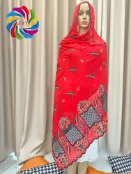 New African Women High Quality Chiffon Scarf Embroidery Muslim Women Hijab Economic Scarf Chiffon 200*100 New African woman