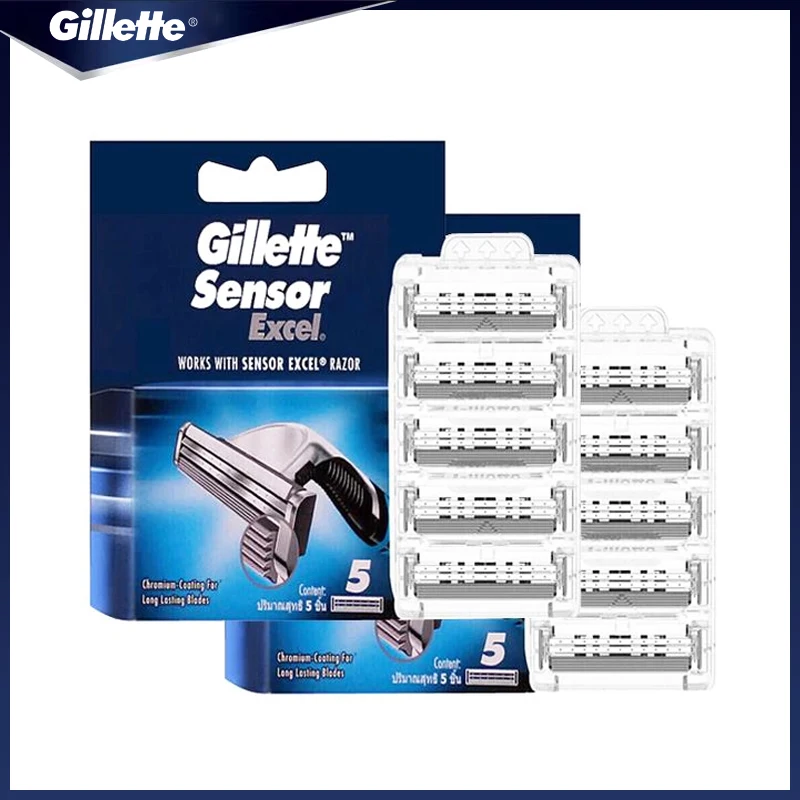 Gillette Sensor Excel Blades 2-Layers Men's Shaving Blades Replace Heads Beard Shaving Hair Removal Blades For Vector 3 Razor