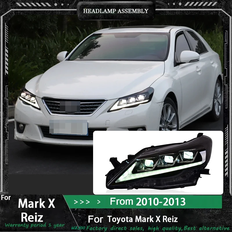 

Автомобильные светодиодные фары для Toyota Mark X 2010 2011 2012 2013, Reiz, светодиодные фары, противотуманные фары, дневные ходовые огни, светодиодные динамические указатели поворота