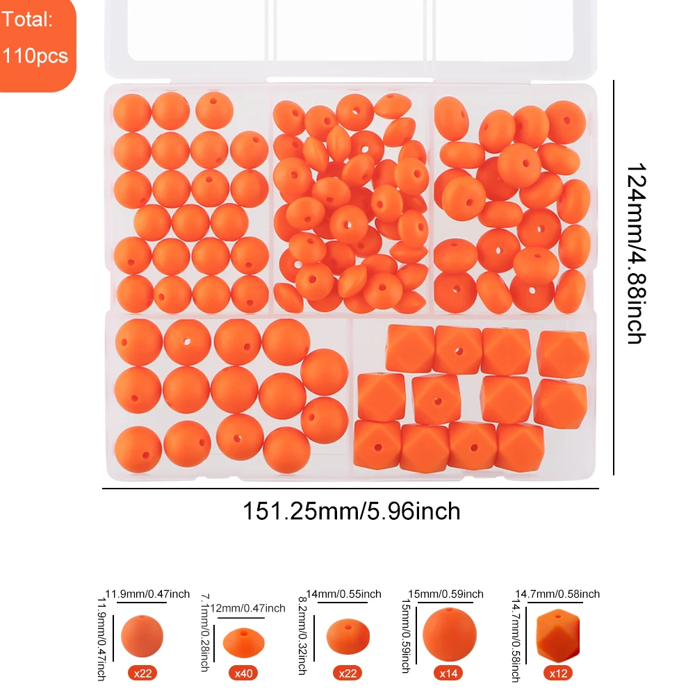 Kovict 110 Pieces Silicone Beads Multicolor 6