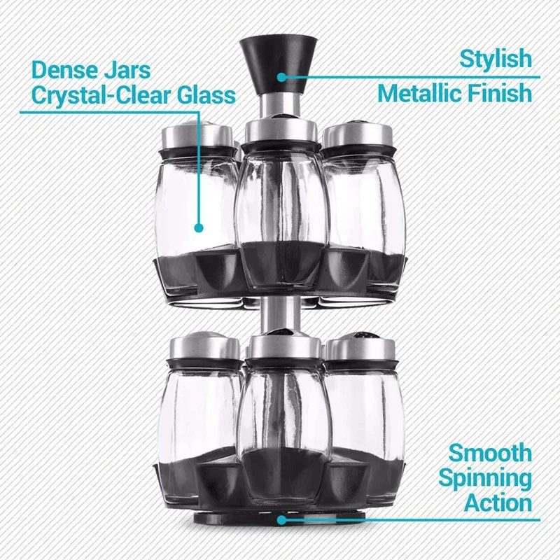 Double Layer Rotating Cruet Condiment Seasoning Jars Set For Spices Pepper Bottles Salt Shakers,Kitchen Storage Rack