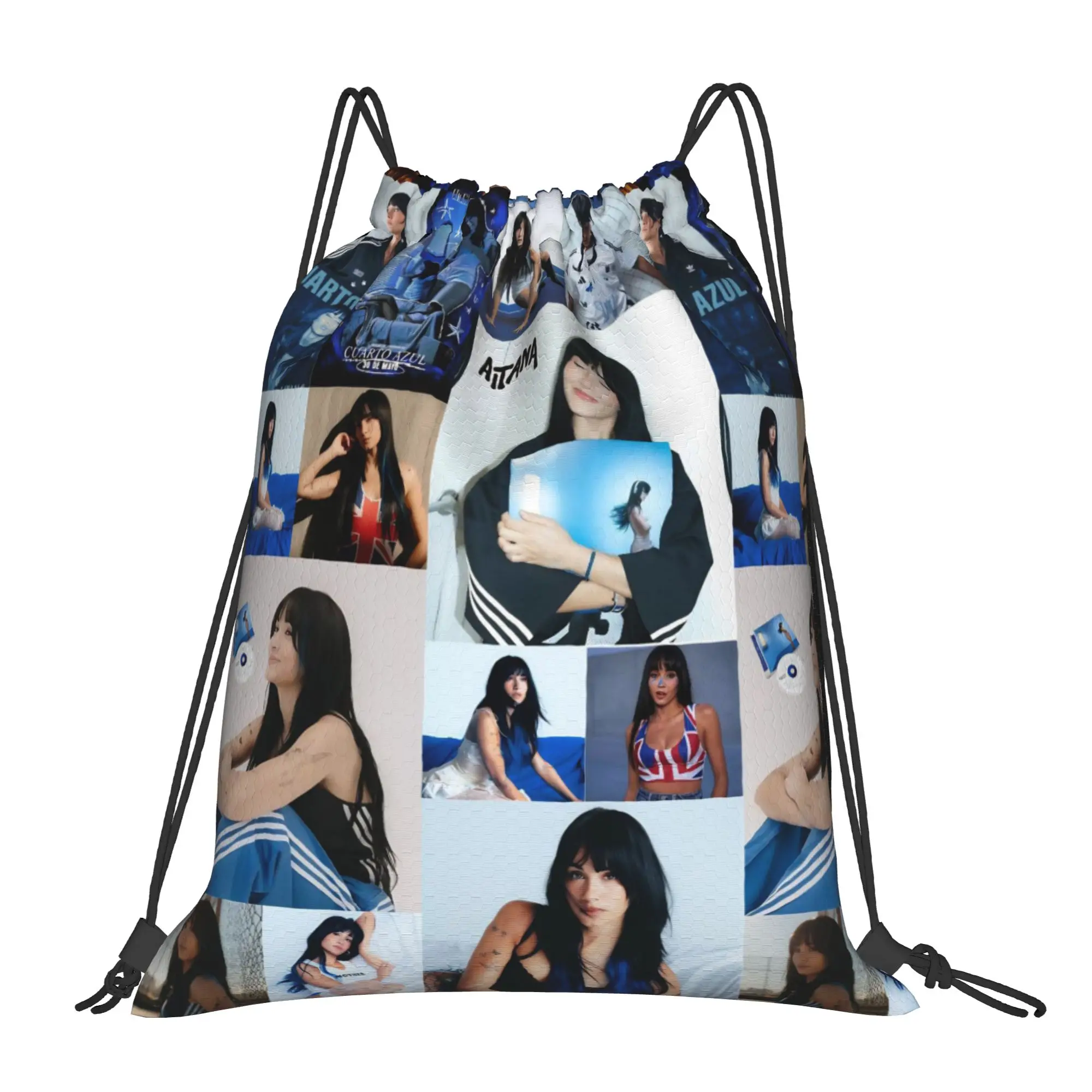 

Singer Aitanas Cuarto Azul Tour Drawstring Backpack Gym Sports Sackpack Water Resistant String Bags for Hiking