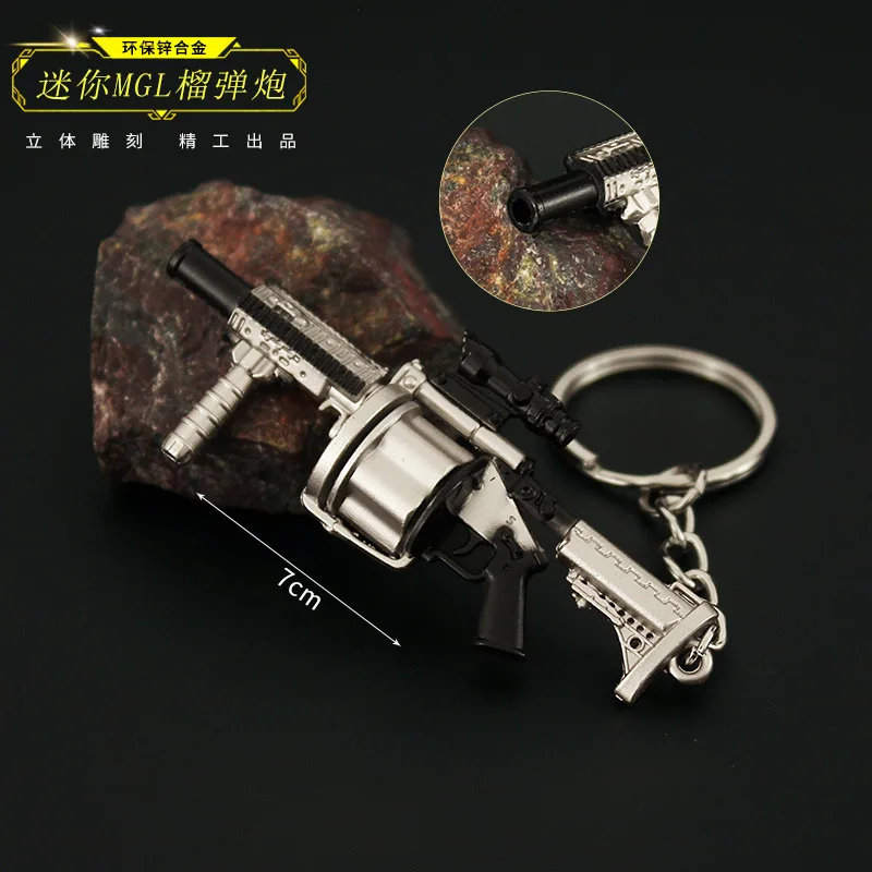 New 7cm Mini Metal Pendant Alloy Small Grenade Launcher Keychain Decompression Small Toy Ornaments Men's Gift