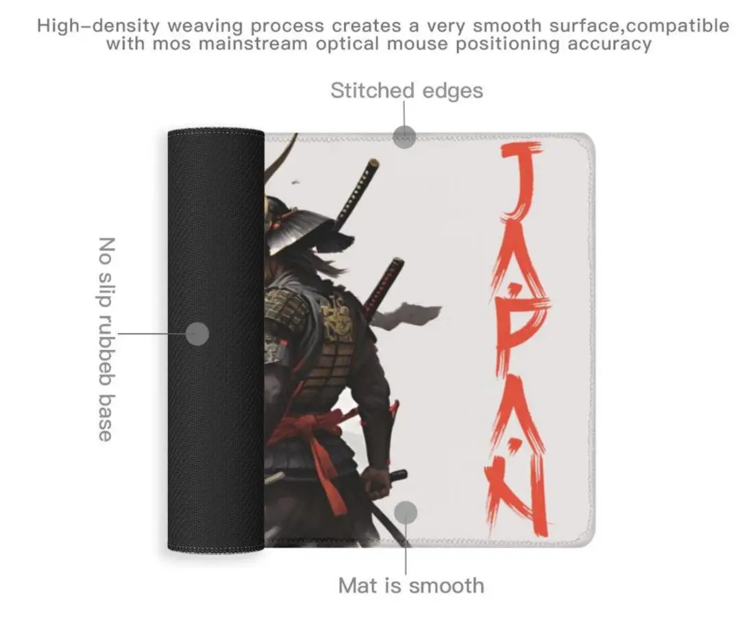 Anime Japanese BUSHIDO Kanji Graffiti Mousepad Desk Mat,Samurai Gaming Mouse Pad Xl Pc Laptop Gamer Keyboard Mouse Mats Computer
