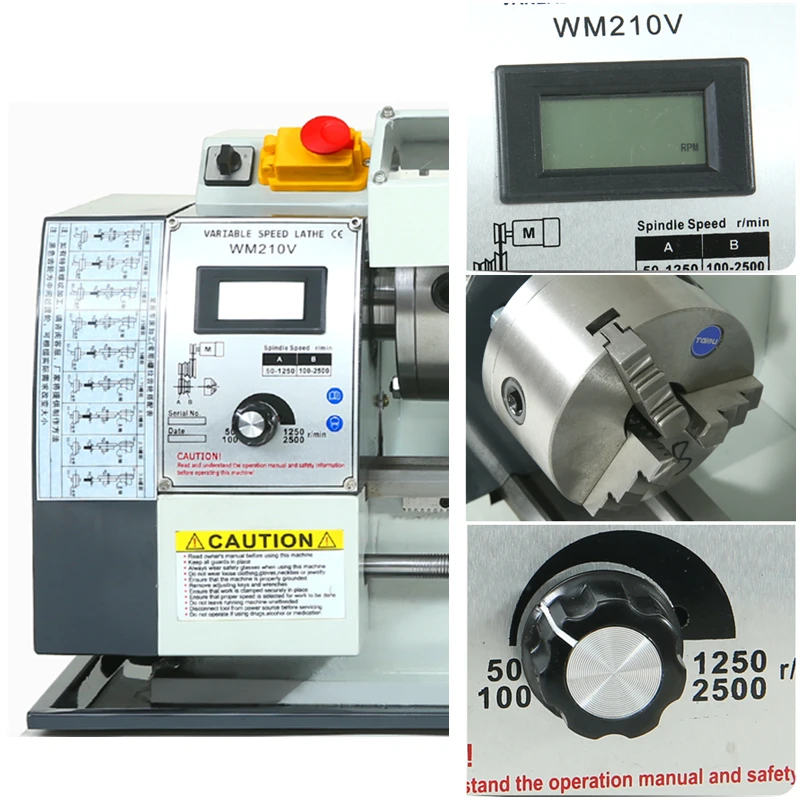 LY Mini Metal Lathe Machine WM210 Semi-Automatic High Precision Mini CNC Machine Professional Threading Making Tool
