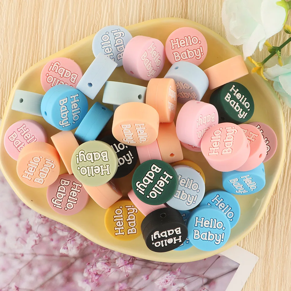 5pcs New Silicone Beads Girls Boys Letters Round Bead DIY Jewelry Making Bracelet Accessories