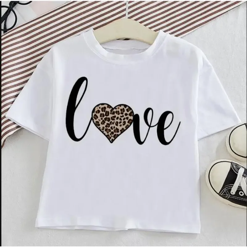 T-shirt de manga curta para crianças, tops casuais para meninos e meninas, roupa de leopardo infantil, nova, verão