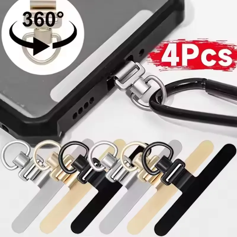 

1-4Pcs New Upgrated 360 Rotatable Metal Steel Phone Tether Tab Clip Cellphone Lanyard Patch Gasket Safety Connecter Piece