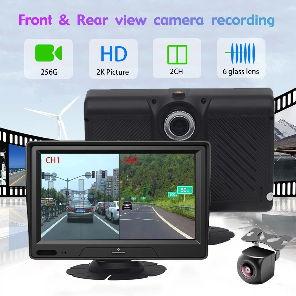 7 ''Wireless CarPlay GPS Navigation Monitor Android Auto Car Player 256G TF Card กันน้ํากล้องด้านหลังดู DVR