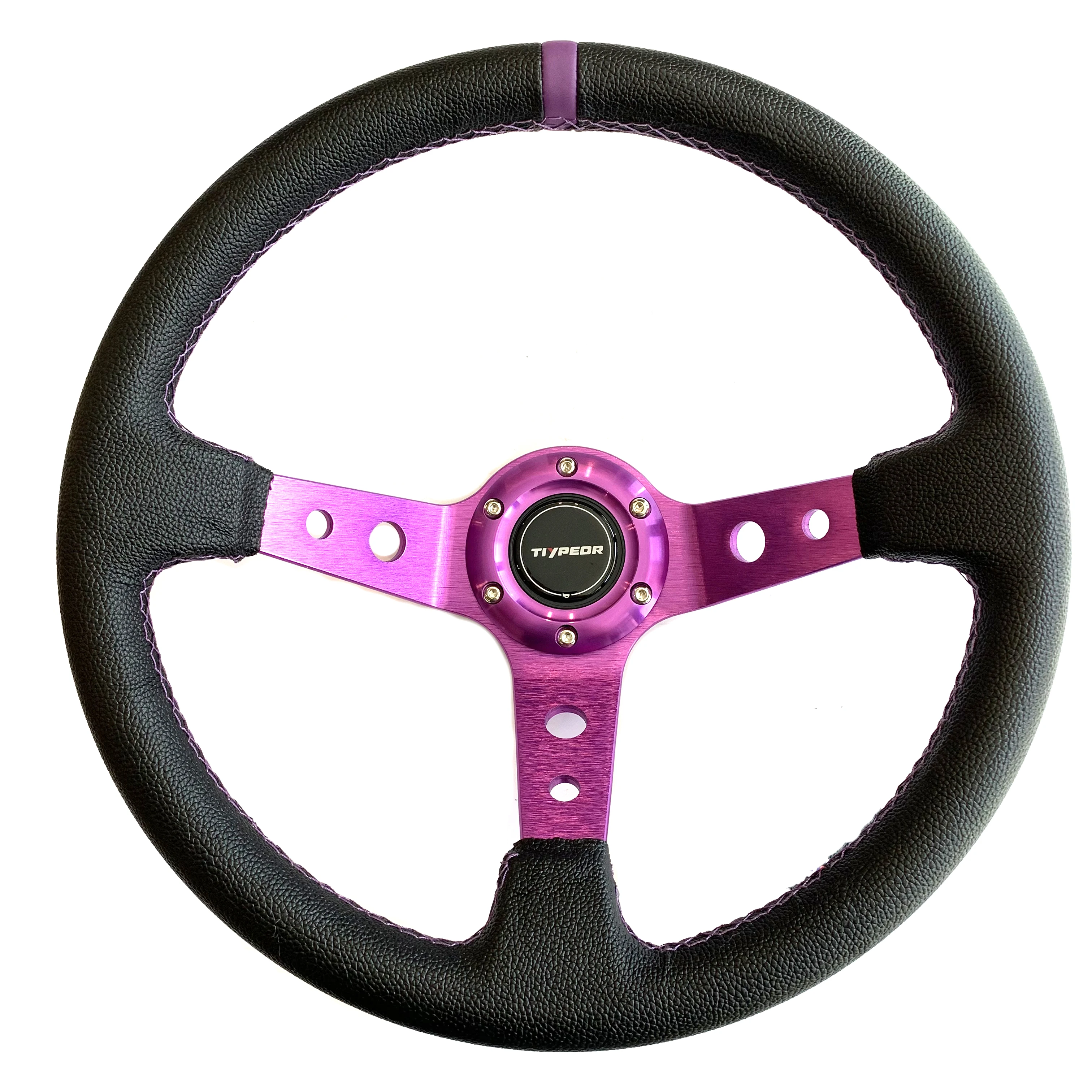 

TIYPEOR universal black PVC 350mm 90mm deep purple bracket steering wheel