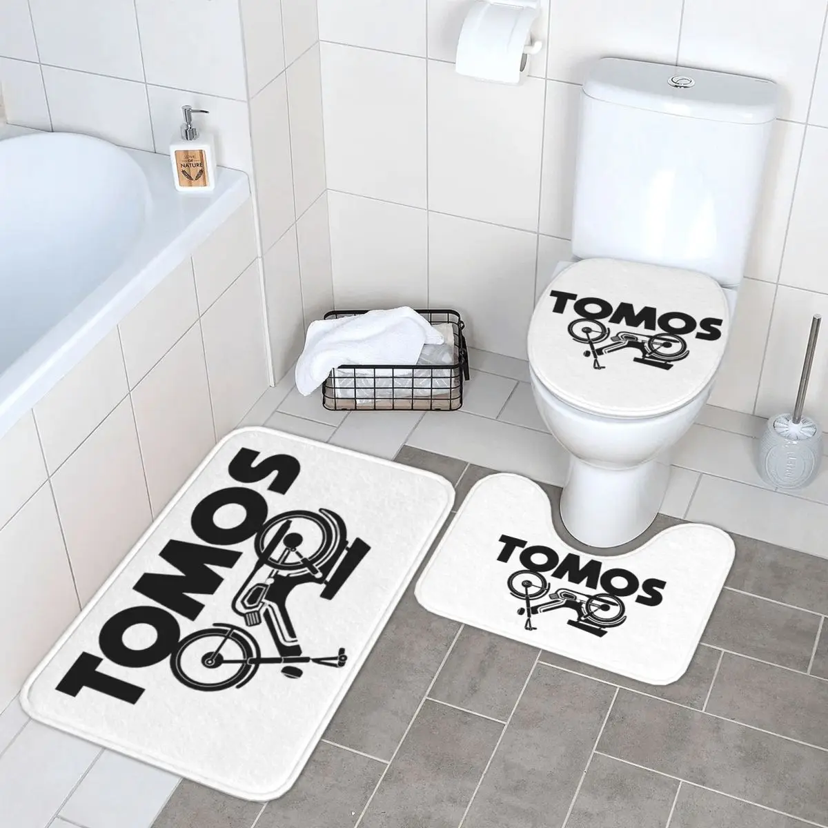 

Tomos мопед, 3-х предметный коврик для ванной, набор для ванной комнаты, крышка для унитаза, домашний декор, нескользящий ковер, напольный коврик