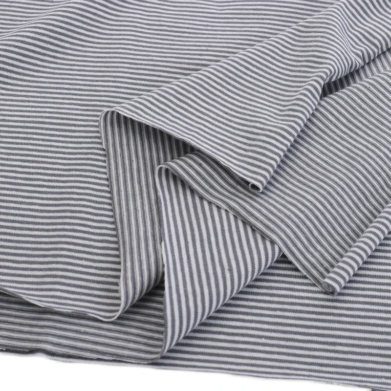 

50cm Cotton Elastic Striped Knitted Fabric for Sewing Children's Clothing T-Shirts Dresses Doll Clothes Handmade DIY Fabric