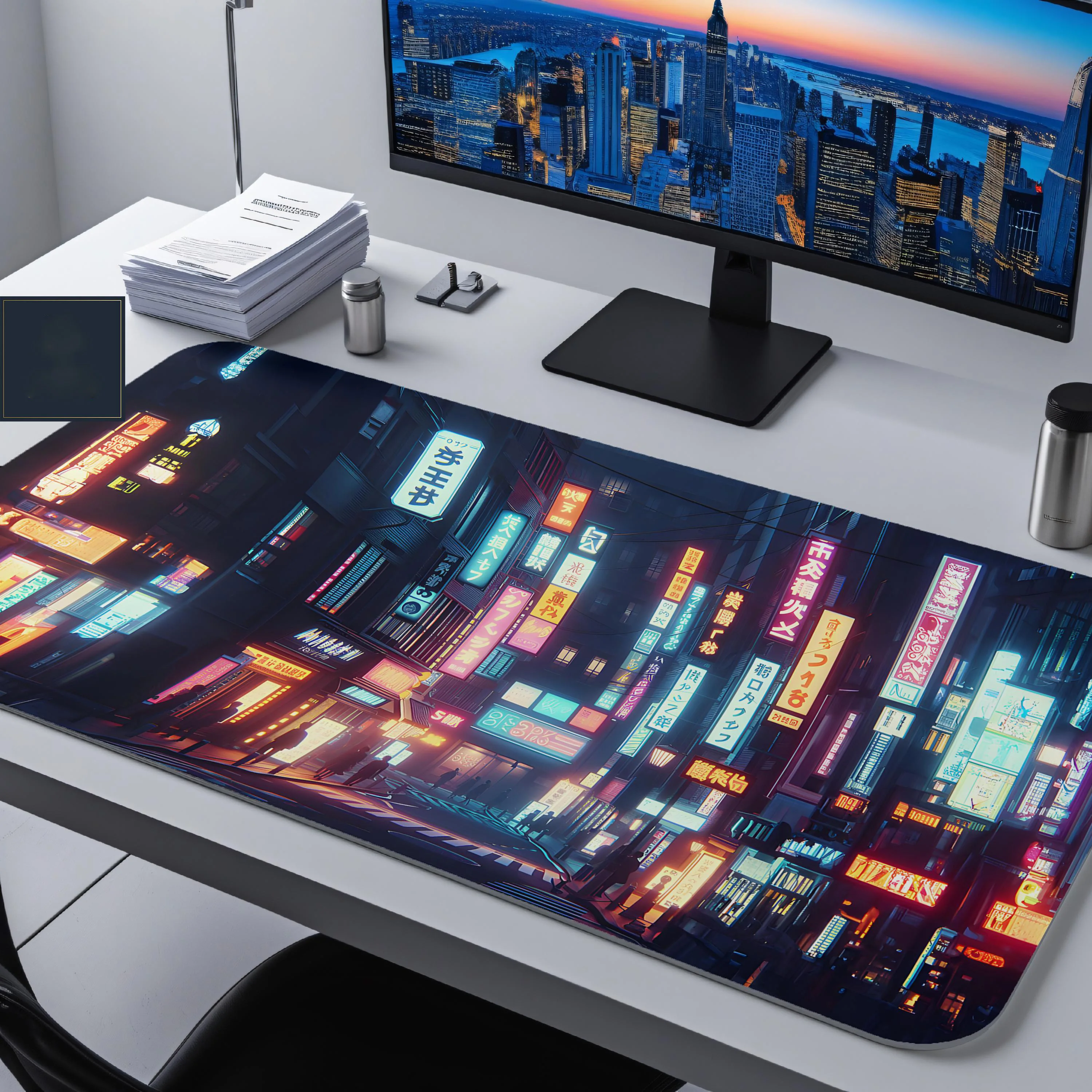 Japanese Street Scene Gamer Desk Mat, Non-slip and Waterproof Gaming Mouse Pad, Cute Desktop Protector,perfect Gift for Friends.