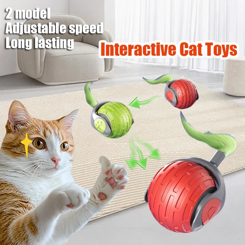 Автоматический катящийся шарик с искусственным хвостом для кошек, игрушки для дрессировки собак и кошек, имитация мыши, перезаряжаемая умная электрическая игрушка для домашних животных, подарок для кошек