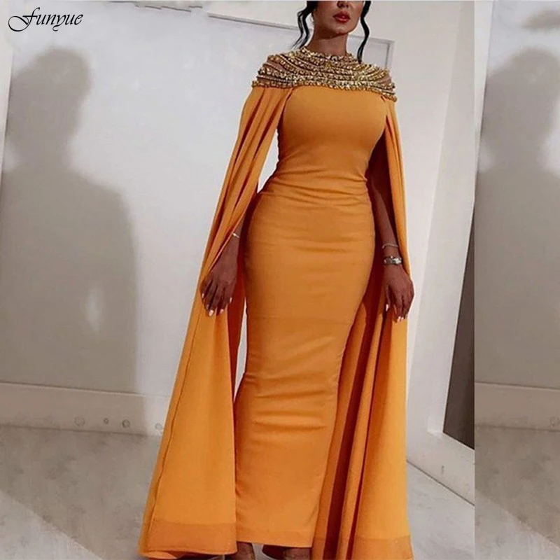 

Dubai Kaftan Muslim Formal Dress Mermaid Evening Gowns Crystal Satin Saudi Arabic Elegant Women Evening Dresses Long Luxury 2023