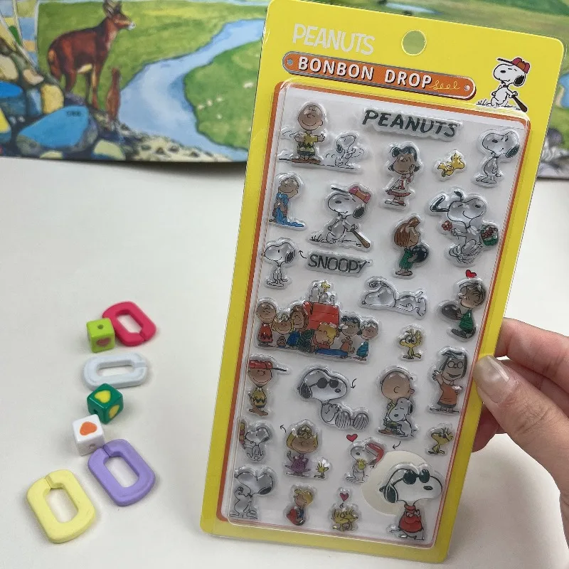 8Pcs Cute Snoopy Cartoon 3D Relief Cartoon Anime Stickers Scrapbooking Diy Journal Stationery Sticker Deco Office Supplies Gifts