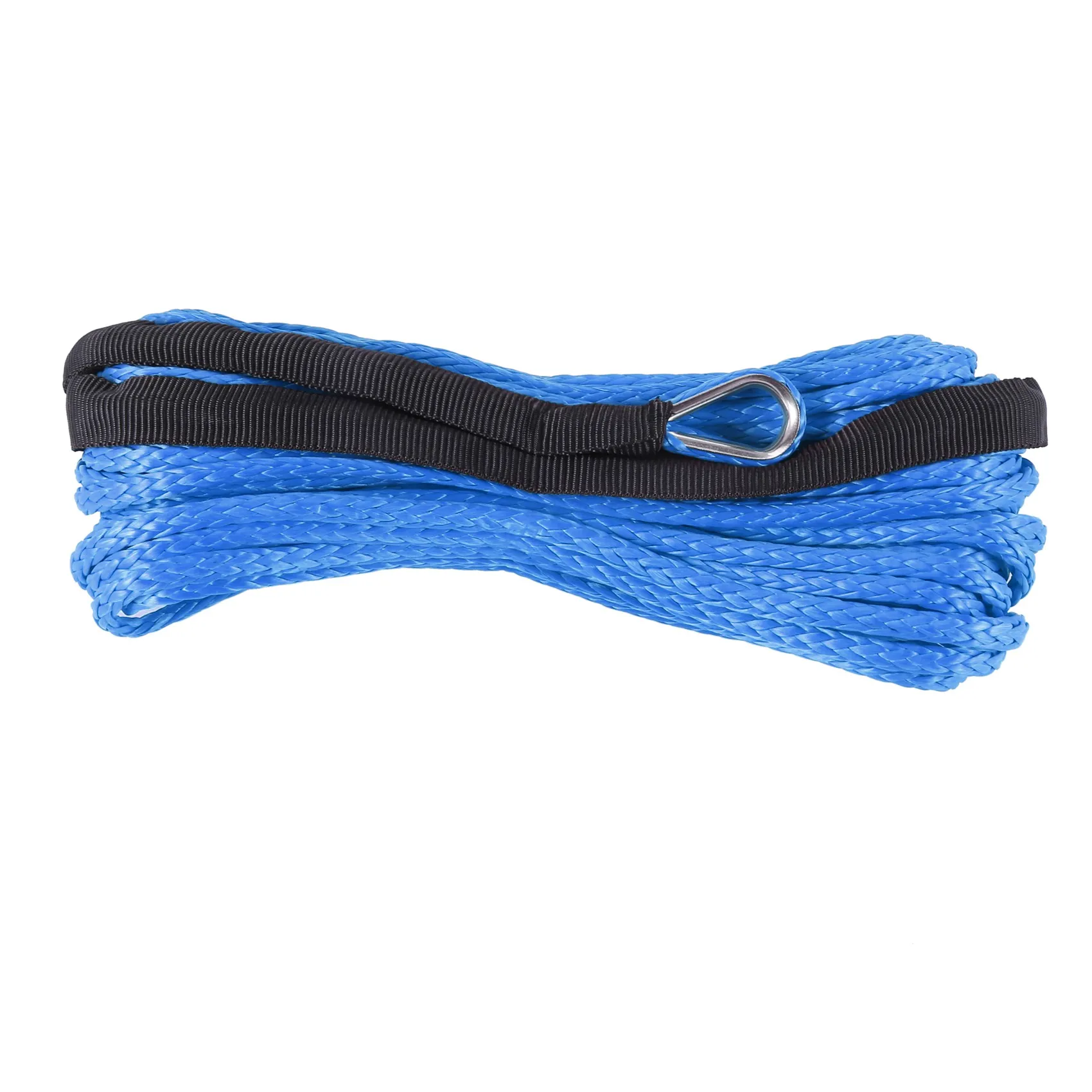 3/16 inch x 50 inch 7700 LBs Synthetic Winch Line Cable Rope with Protection Sleeve for ATV UTV (Blue)