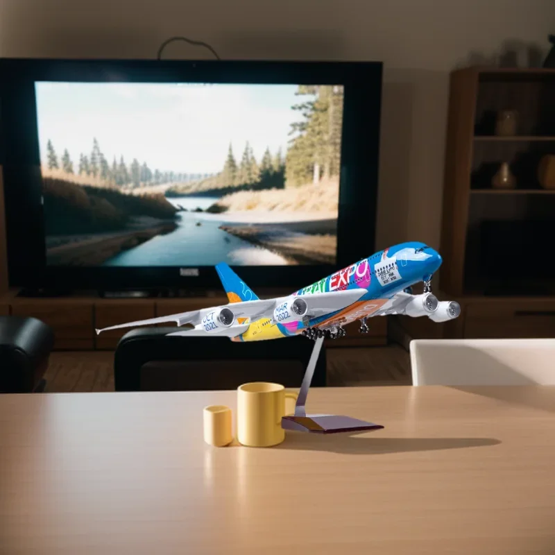 

Souvenir Airplane Children Toys A380 Painted Aircraft Model Airline Resin Plane Model Display Die-cast With Wheels For Collectio