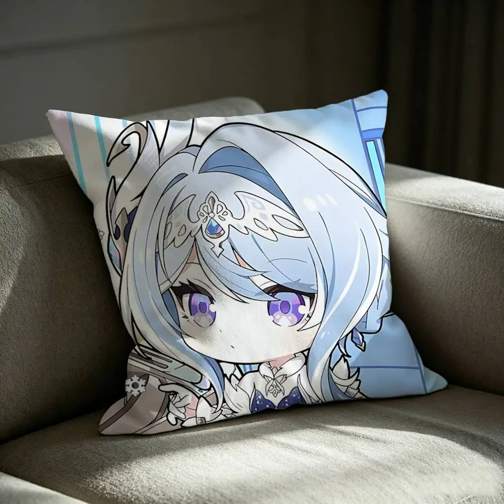 Snow Swan O-Odette Game G-Genshin  Square Sofa Pillow Cover Solid Color Living Room Home Decor Cushion Case